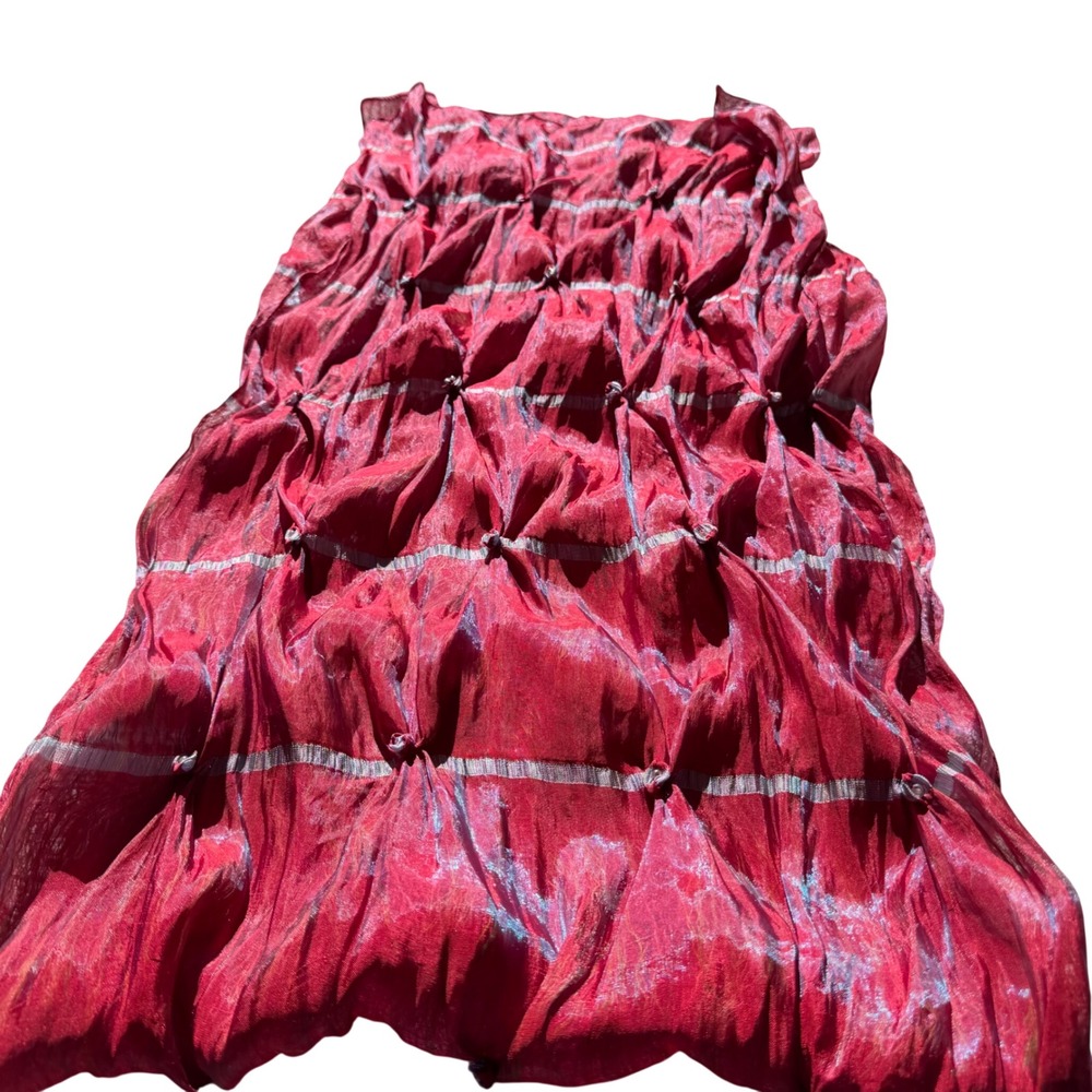 MetroSilk Scarf Shibori Knotted Textured Red Metallic Lagenlook Avant Garde OS